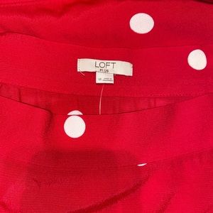 Polka dot Loft wrap skirt.